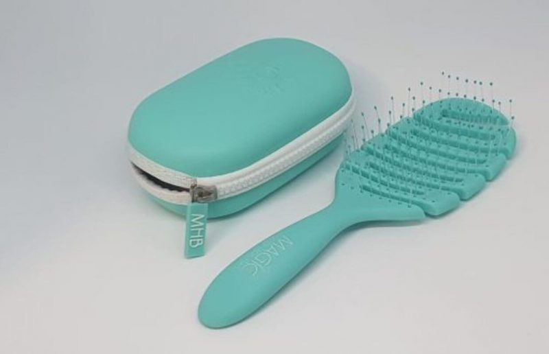 Magic Hair Brush Sea Green with green case with zip